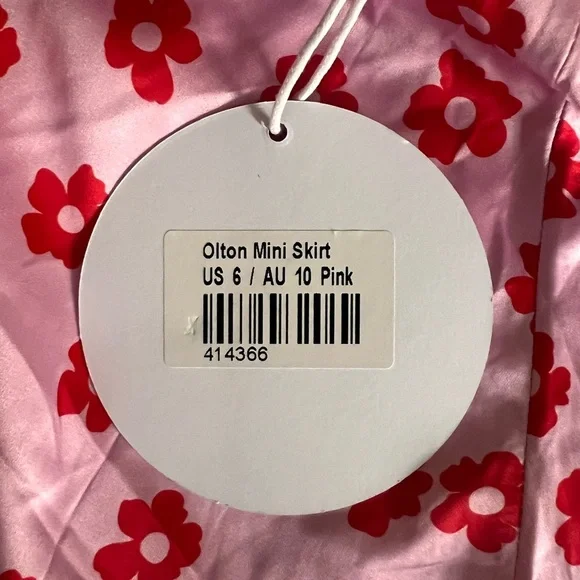 NWT Princess Polly Olton Pink Retro Floral Groovy Silky Mini Skirt, 6 - Picture 11 of 12
